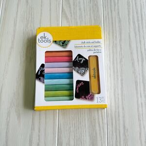 EK Tools Jumbo Chalk Set with Magnetic Chalk Holder 12 Colorful Sticks